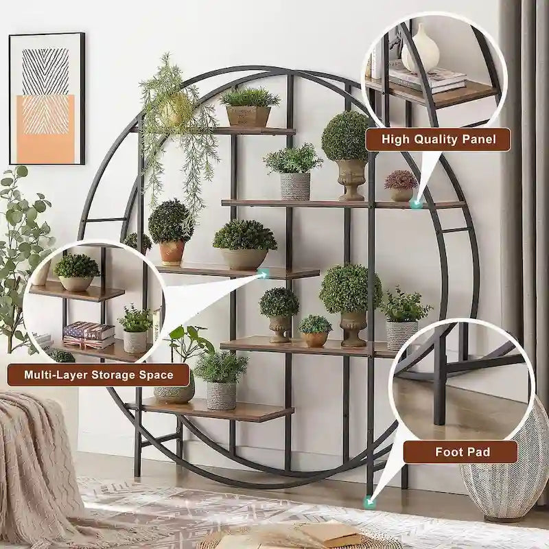 Round 5-Tier Metal Plant Stand Bookshelf Display Shelf
