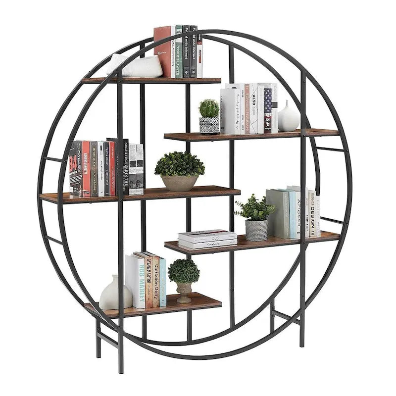 Round 5-Tier Metal Plant Stand Bookshelf Display Shelf