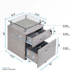 Rolling File Cabinet with Glass Top