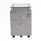 Rolling File Cabinet with Glass Top