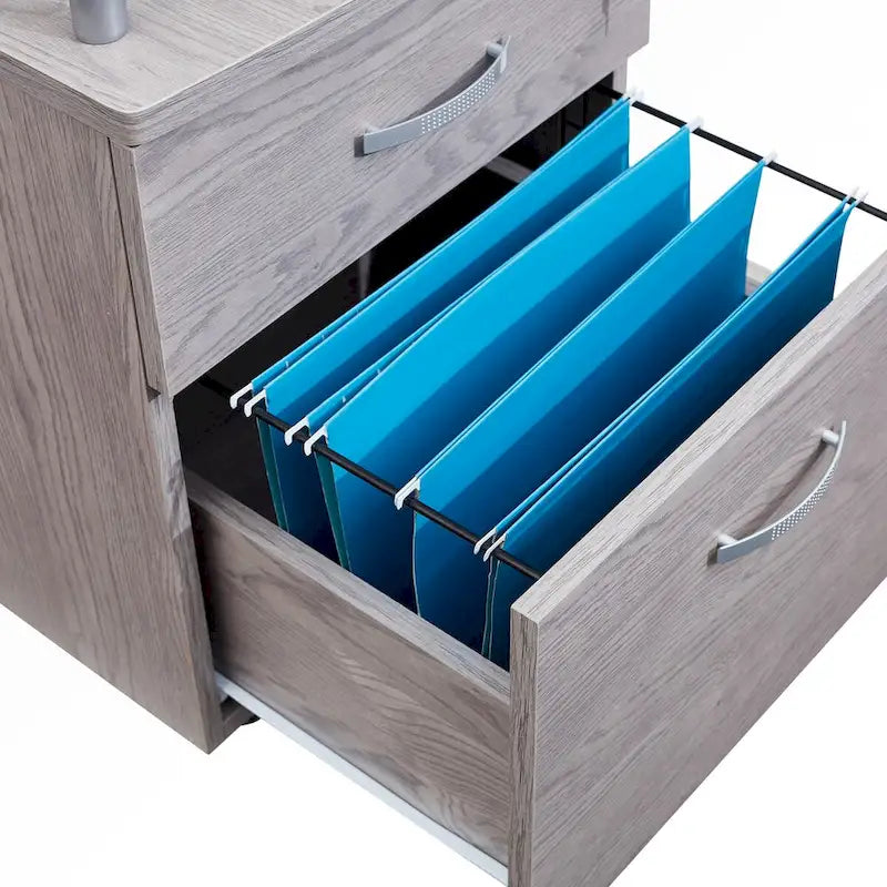 Rolling File Cabinet with Glass Top