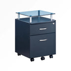 Rolling File Cabinet with Glass Top