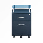 Rolling File Cabinet with Glass Top