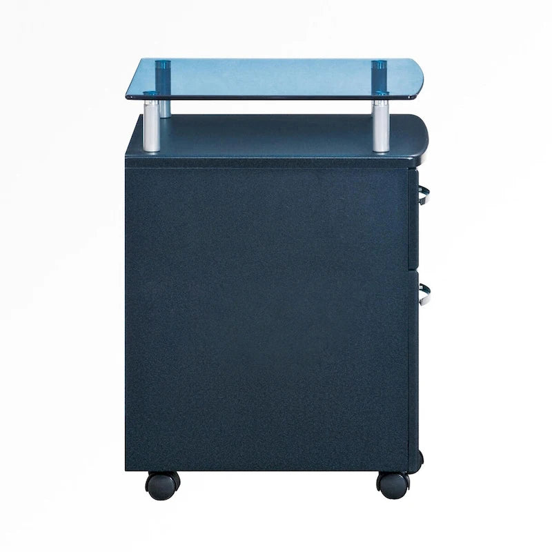 Rolling File Cabinet with Glass Top