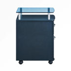 Rolling File Cabinet with Glass Top
