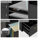 3-Drawer Wood File Cabinet with Lock