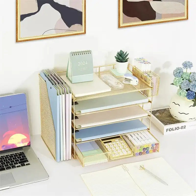 5 Tier Desk Accessories & Workspace Desk - 16.15D x 9.45W x 11.25H