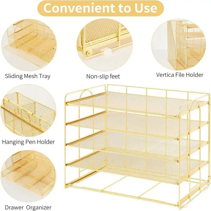 5 Tier Desk Accessories & Workspace Desk - 16.15D x 9.45W x 11.25H
