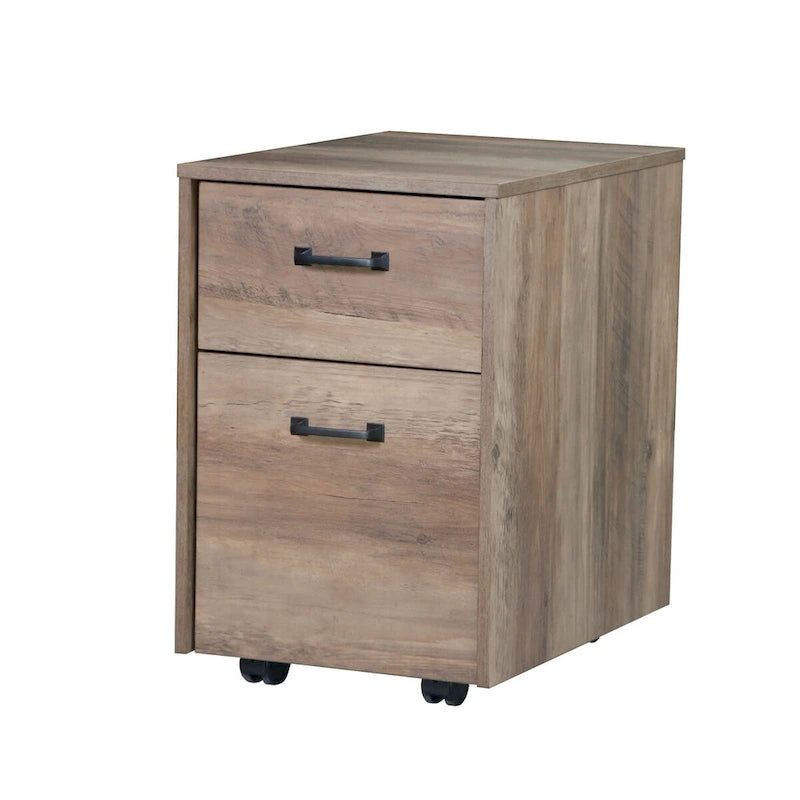 Saint Birch Alaska Rustic Oak Mobile File Cabinet with Two Drawers