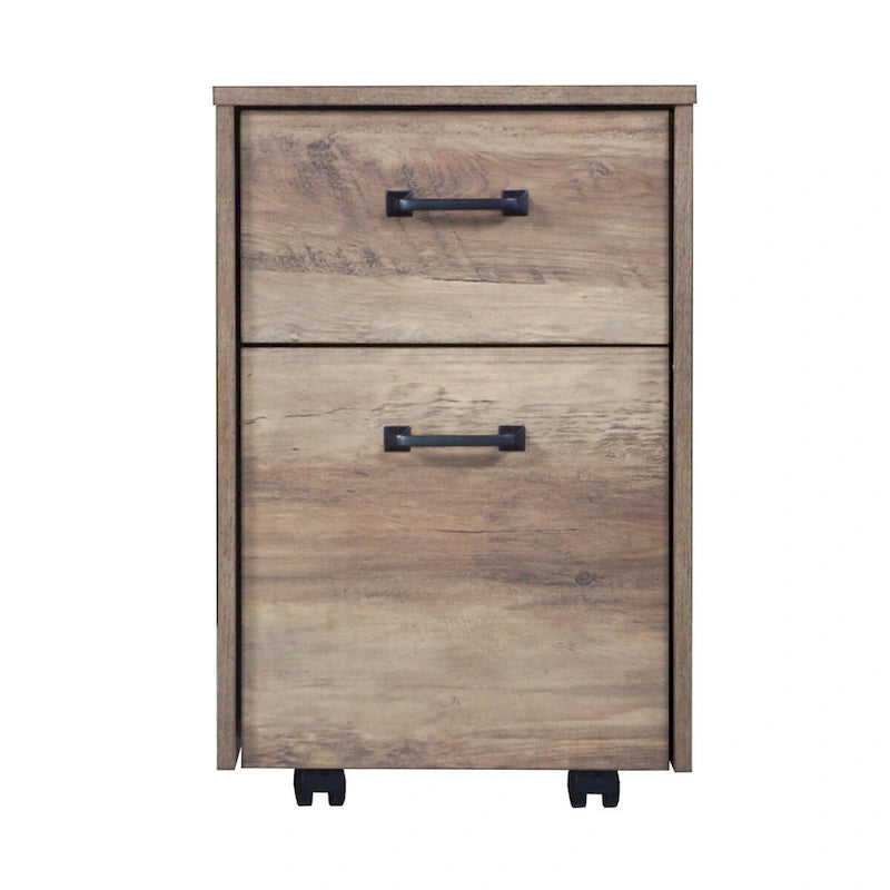 Saint Birch Alaska Rustic Oak Mobile File Cabinet with Two Drawers