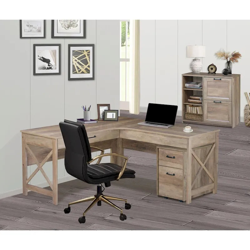 Saint Birch Alaska Rustic Oak Mobile File Cabinet with Two Drawers