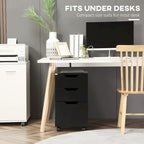 3 Drawer Mobile File Cabinet, Rolling Printer Stand, Vertical Filing Cabinet, Black