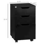 3 Drawer Mobile File Cabinet, Rolling Printer Stand, Vertical Filing Cabinet, Black