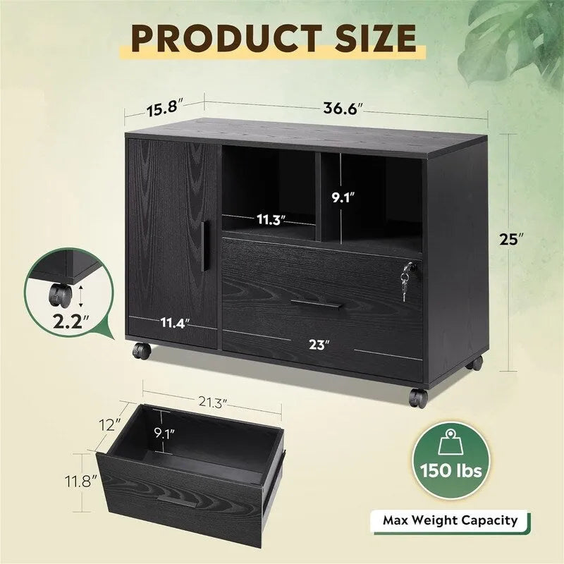 1-Drawer Wood Lateral Filing Cabinet - 15.8D x 36.6W x 25H