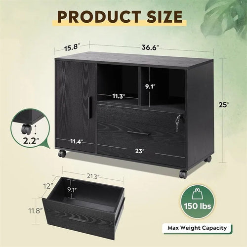 1-Drawer Wood Lateral Filing Cabinet - 15.8D x 36.6W x 25H