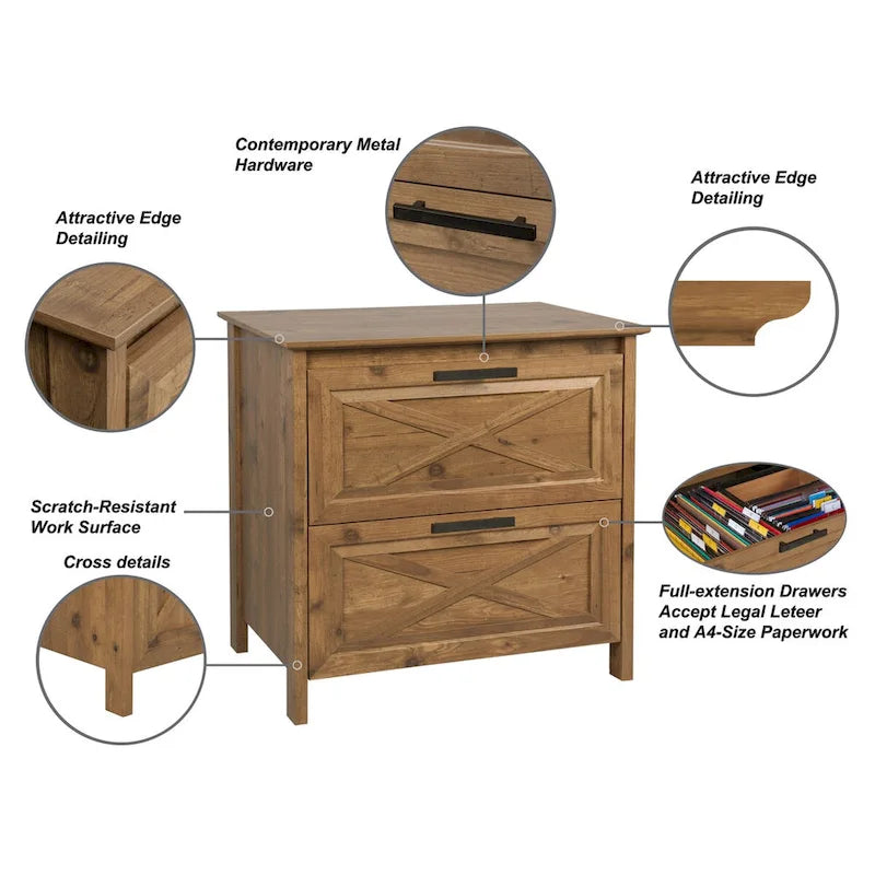 Saint Birch Houston Rustic Brown 2-drawer Lateral Filing Cabinet