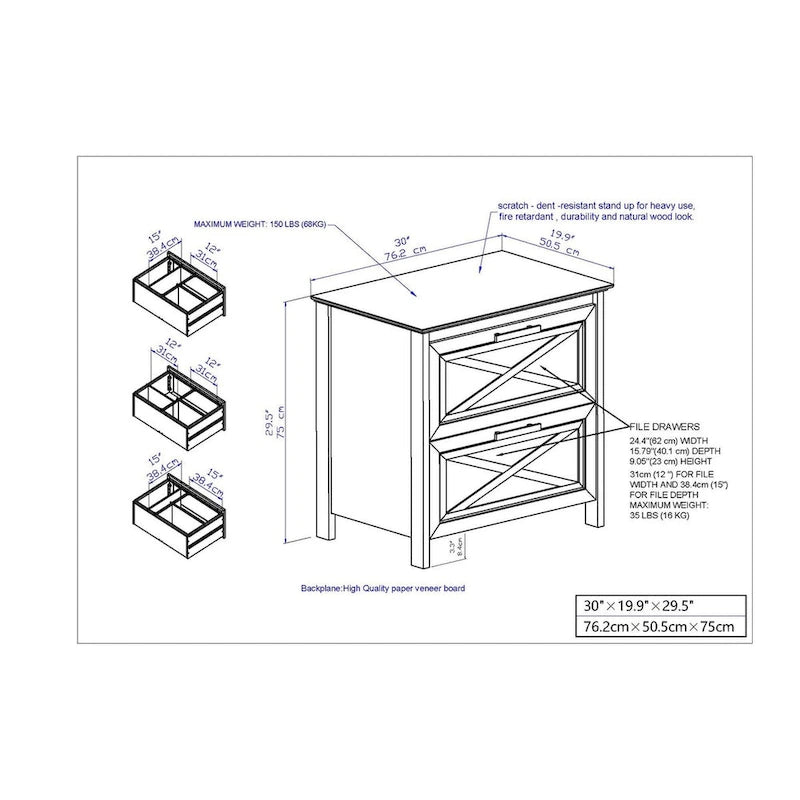 Saint Birch Houston Rustic Brown 2-drawer Lateral Filing Cabinet