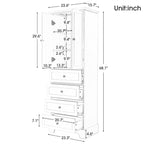 Storage Cabinet with 2 Doors and 4 Drawers for Bathroom, Office, Adjustable Shelf, MDF Board with Painted Finish