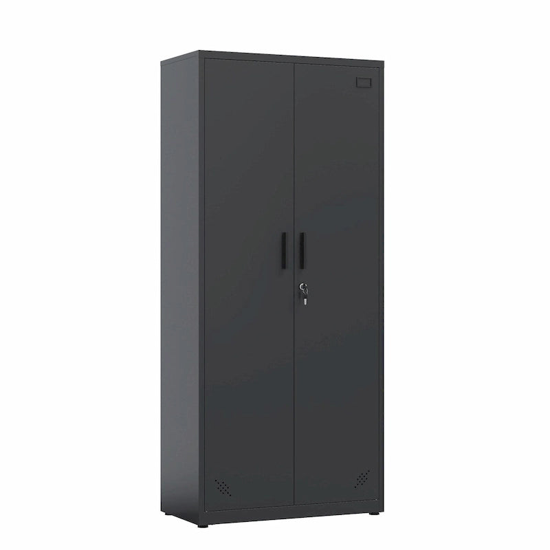 High Storage Cabinet with 2 Doors and 4 Partitions for 5 Separate Storage Spaces