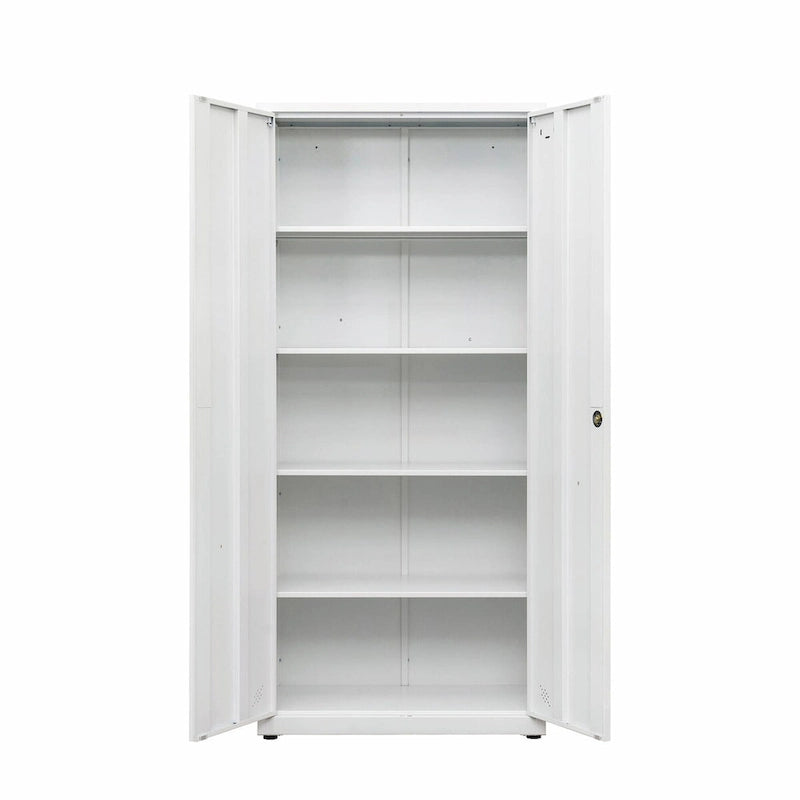 High Storage Cabinet with 2 Doors and 4 Partitions for 5 Separate Storage Spaces
