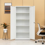 High Storage Cabinet with 2 Doors and 4 Partitions for 5 Separate Storage Spaces