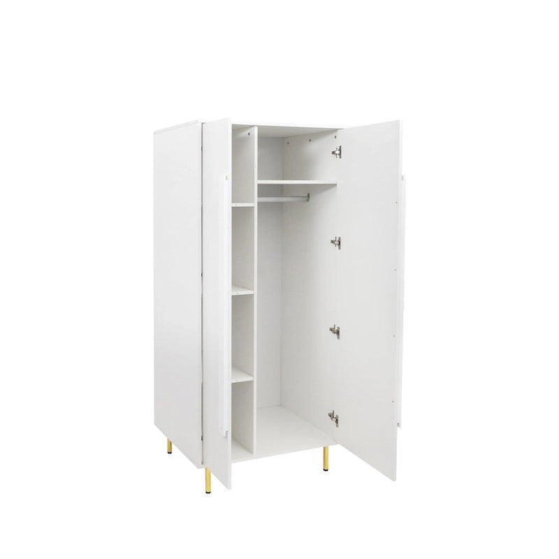 Modern White Armoire with 2 Doors for Bedroom
