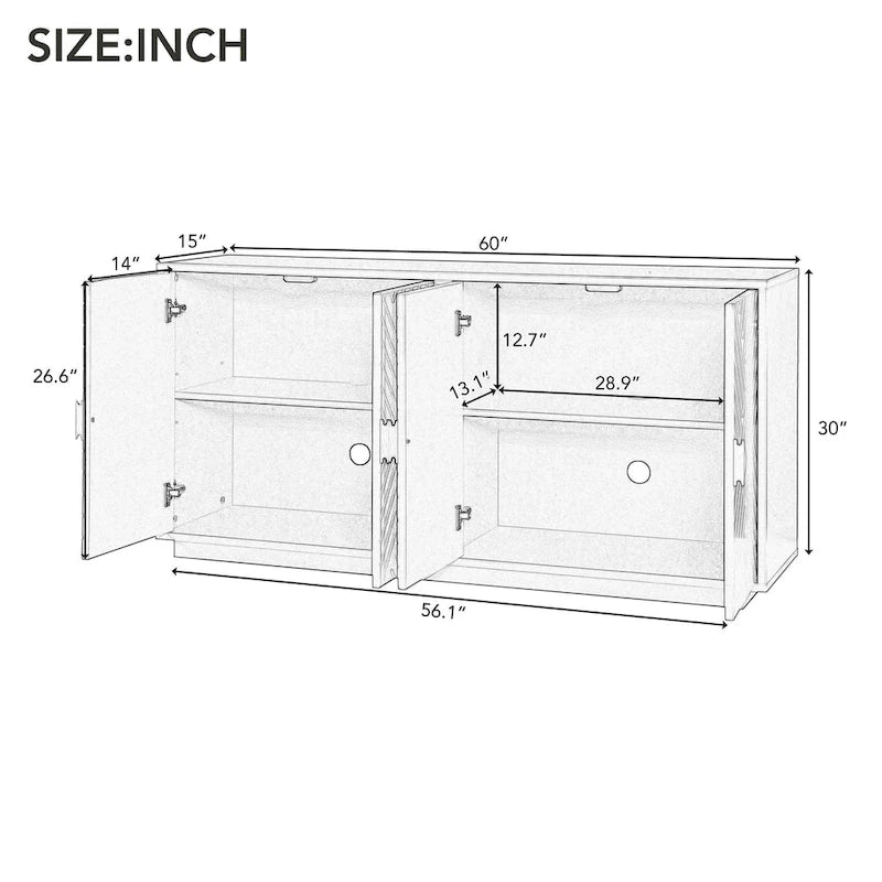 Large Storage Space Sideboard with Adjustable Shelves