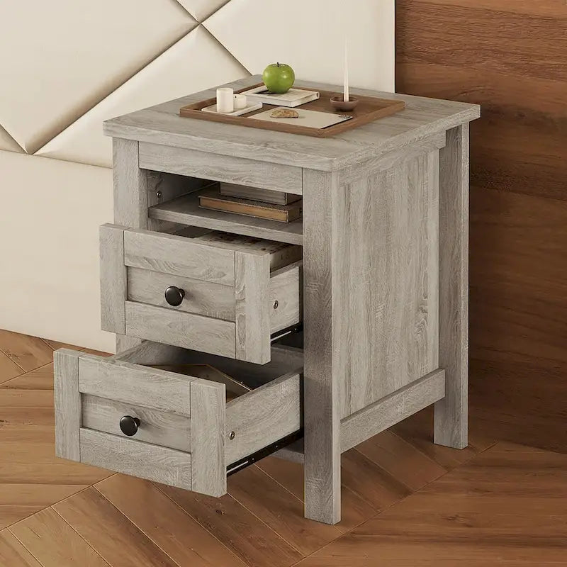2-Drawer Farmhouse Wooden Storage Cabinet