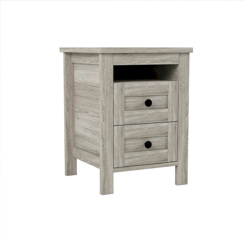 2-Drawer Farmhouse Wooden Storage Cabinet