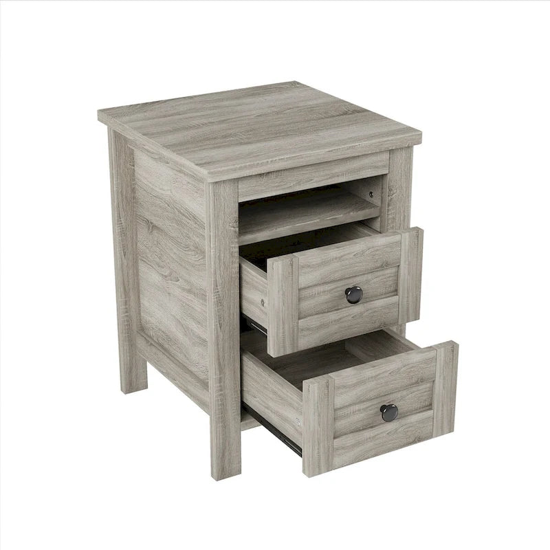 2-Drawer Farmhouse Wooden Storage Cabinet