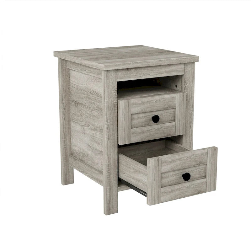 2-Drawer Farmhouse Wooden Storage Cabinet