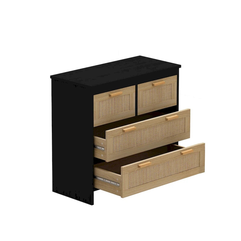 4 Drawers Rattan Cabinet for Bedroom