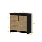 4 Drawers Rattan Cabinet for Bedroom