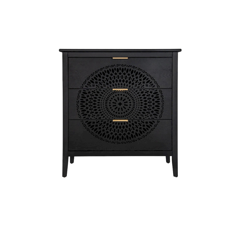 3 Drawer Cabinet with Hollow-Carved