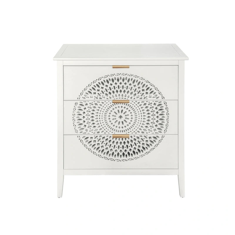 3 Drawer Cabinet with Hollow-Carved