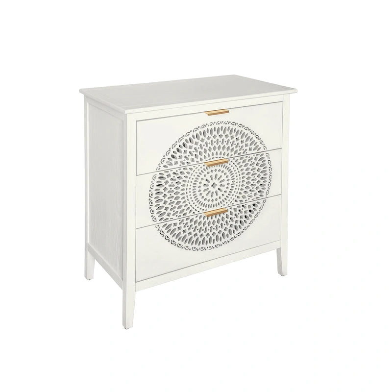 3 Drawer Cabinet with Hollow-Carved