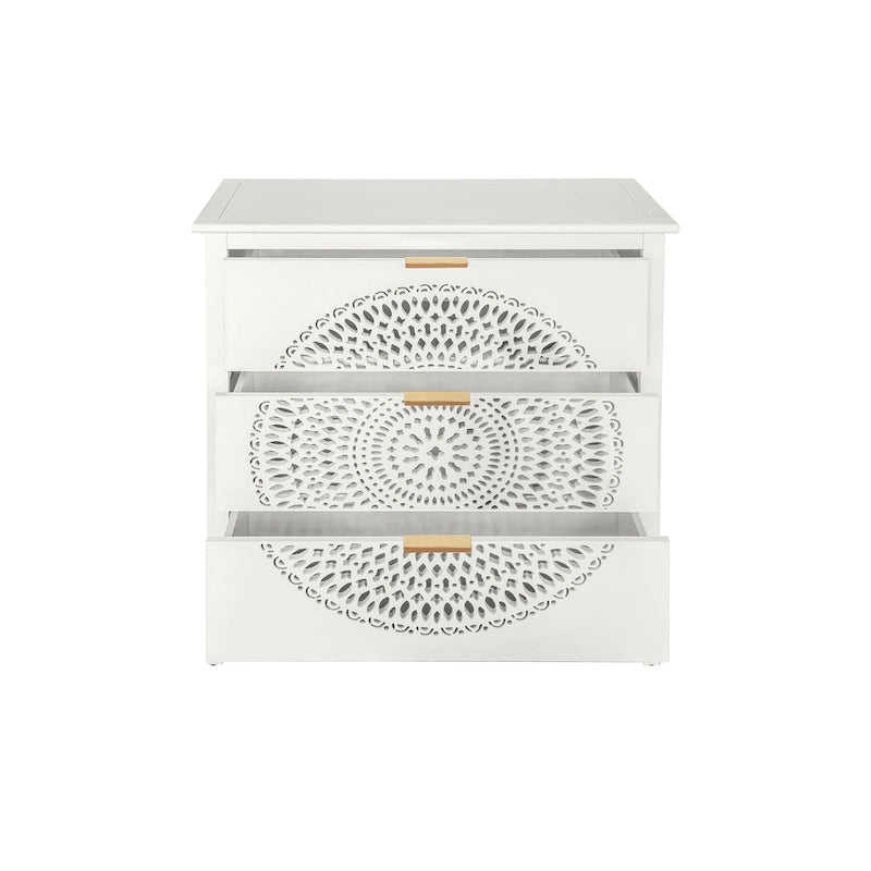 3 Drawer Cabinet with Hollow-Carved