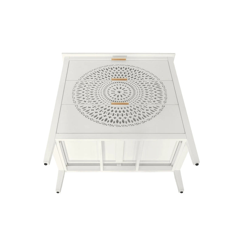 3 Drawer Cabinet with Hollow-Carved