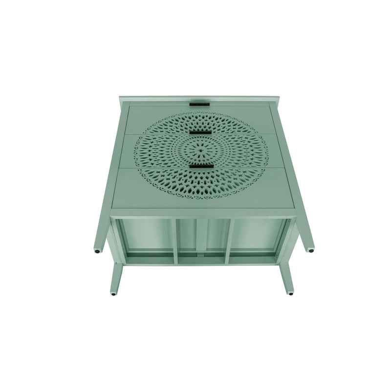 3 Drawer Cabinet with Hollow-Carved