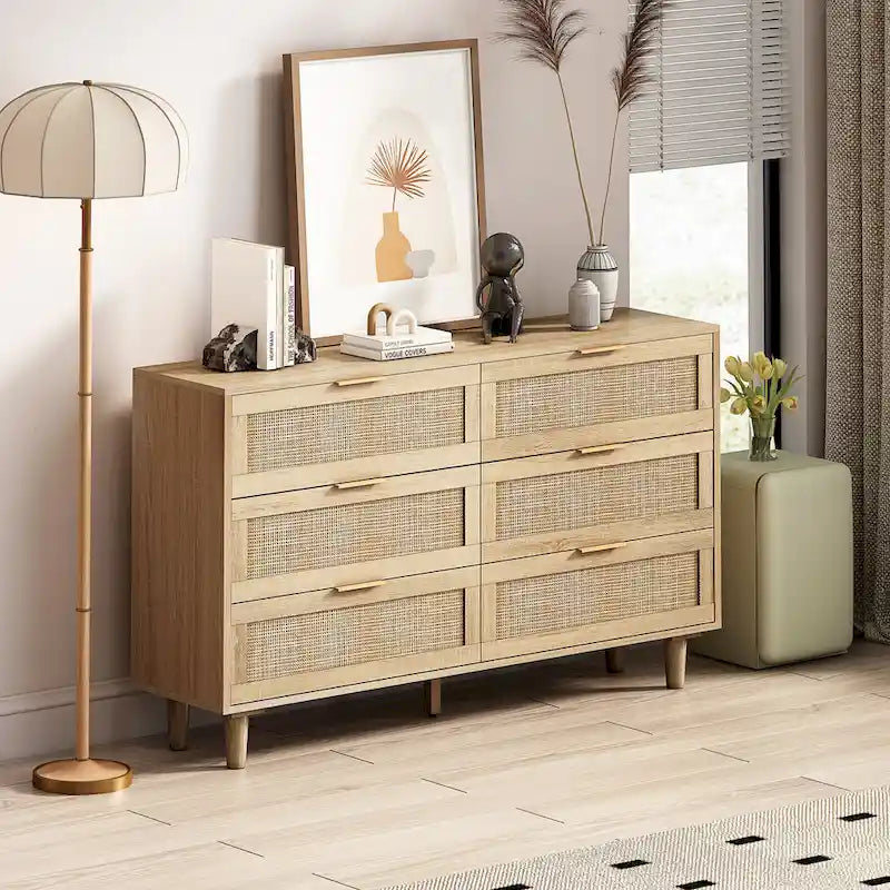 51.18L 6-Drawers Rattan Cabinet