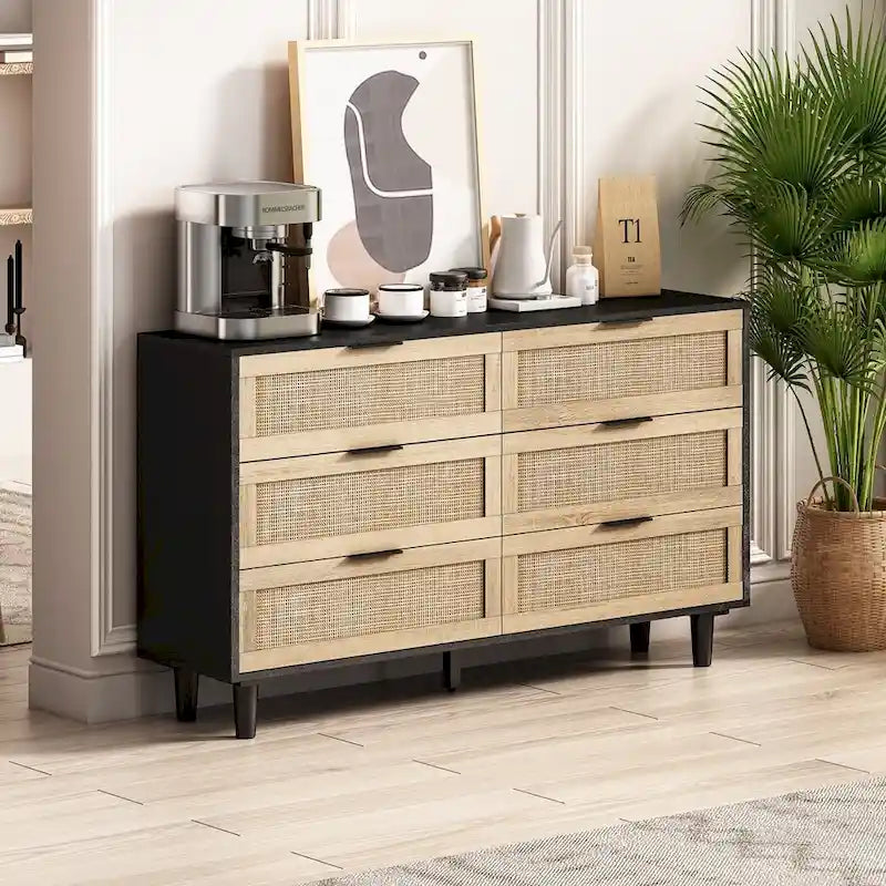 51.18L 6-Drawers Rattan Cabinet
