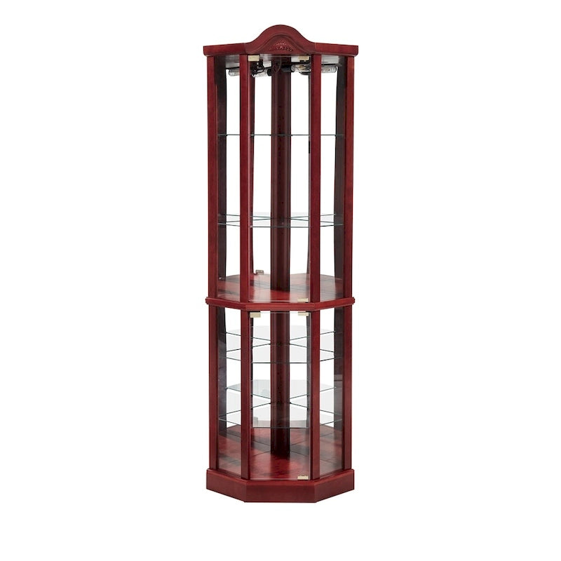 Wine Cabinet with Adjustable Glass Shelves Carved Decoration