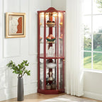 Wine Cabinet with Adjustable Glass Shelves Carved Decoration
