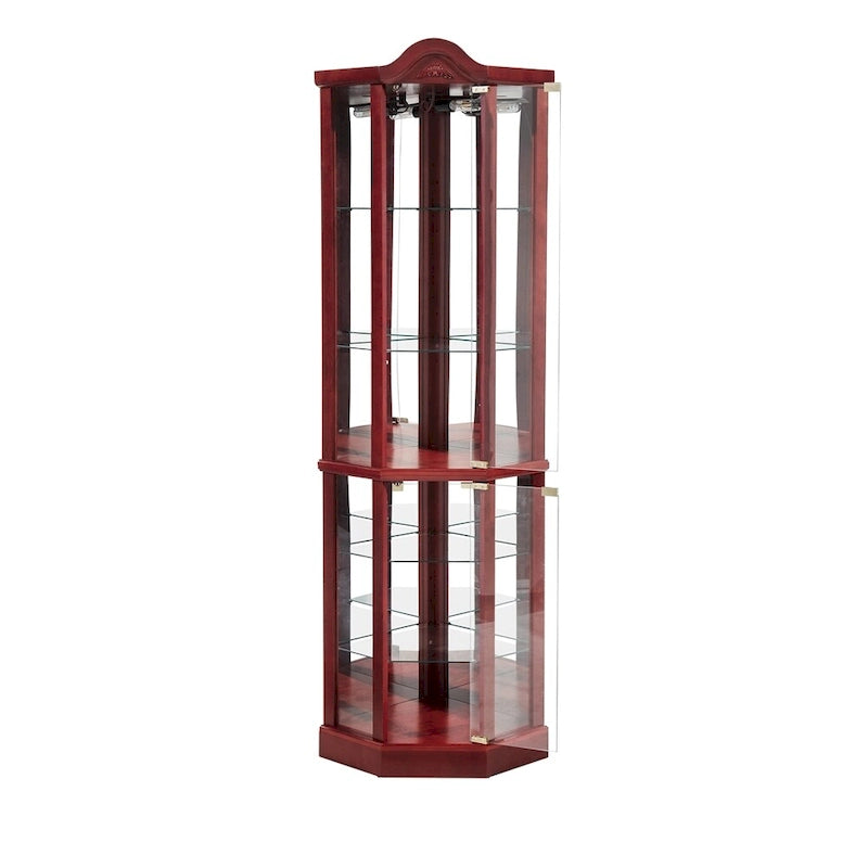 Wine Cabinet with Adjustable Glass Shelves Carved Decoration
