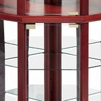 Wine Cabinet with Adjustable Glass Shelves Carved Decoration