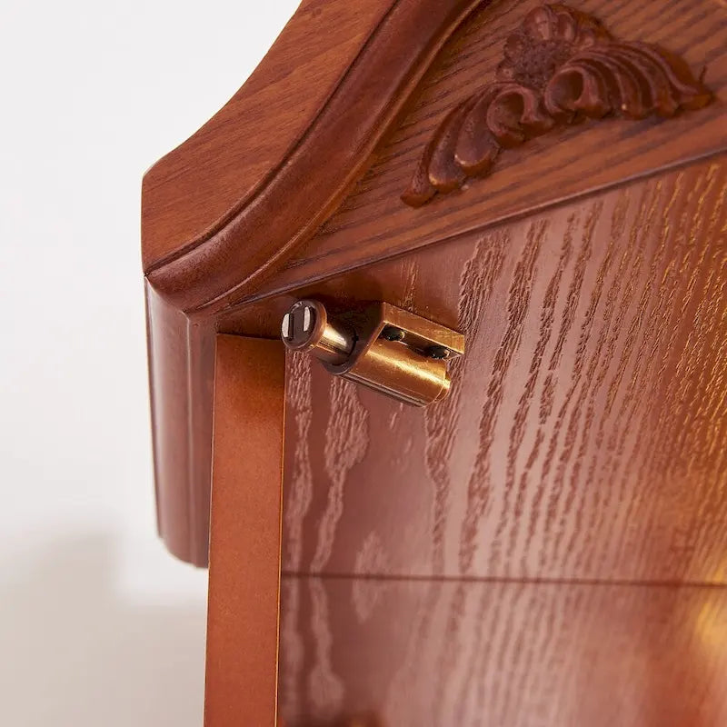 Wine Cabinet with Adjustable Glass Shelves Carved Decoration