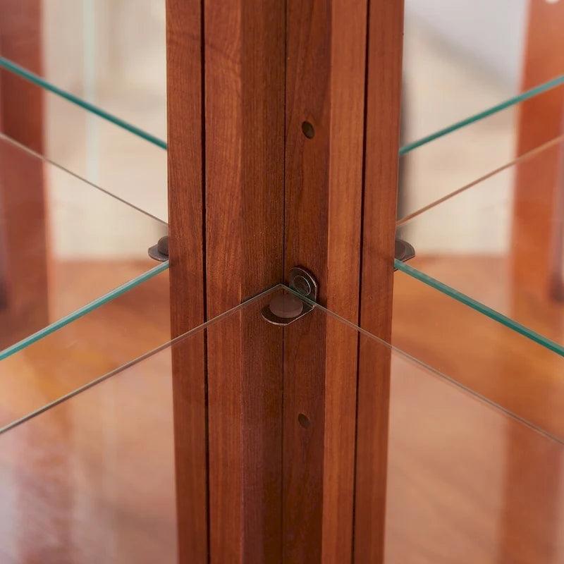 Wine Cabinet with Adjustable Glass Shelves Carved Decoration
