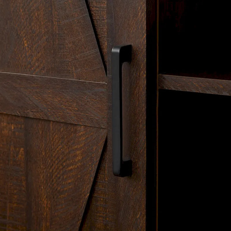 Storage Cabinet Barn Door Country Wood Rustic Pantry Cupboard Sliding Organizer Furniture Home Drawer Shelves
