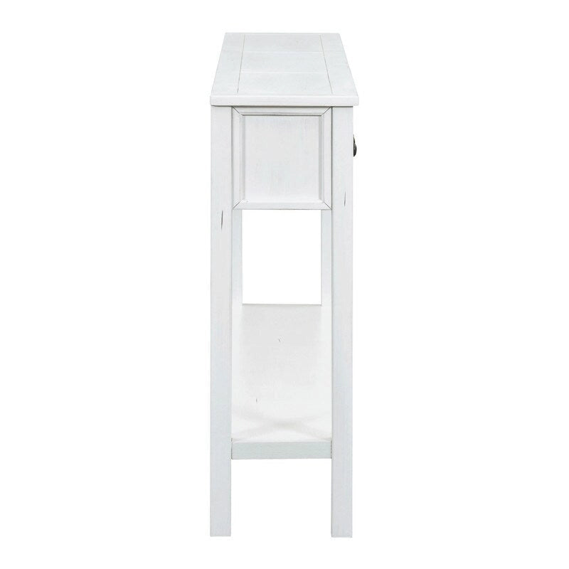 Rustic Entryway Console Table, 60 Long Sofa Table with two Different Size Drawers and Bottom Shelf for Storage