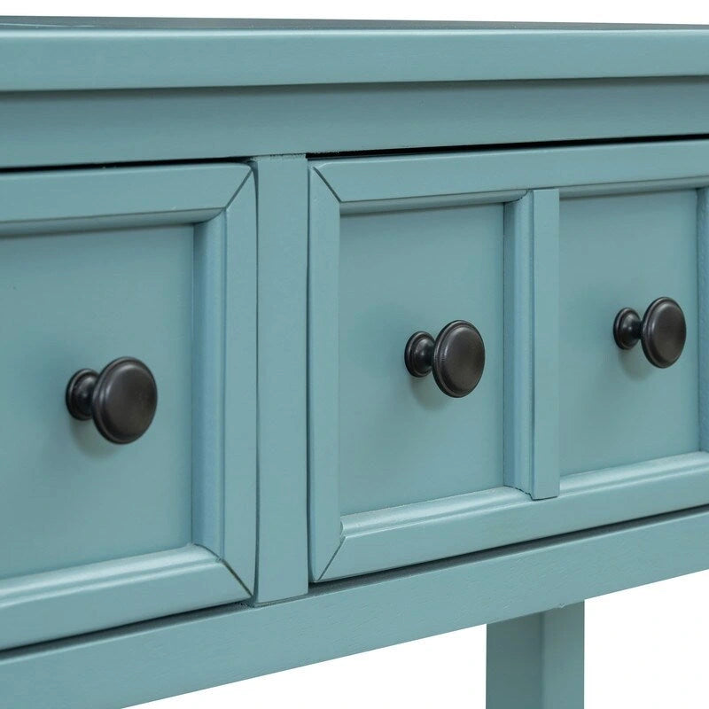 Rustic Entryway Console Table, 60 Long Sofa Table with two Different Size Drawers and Bottom Shelf for Storage